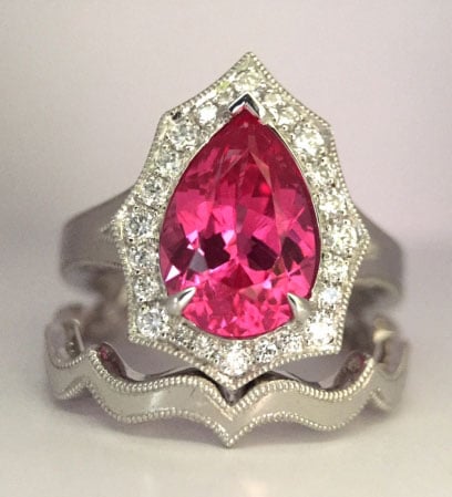 2.15 Carats Mahenge Spinel Scalloped Halo Ring | PriceScope