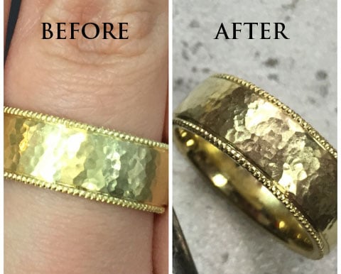 Madelise's Hammered Gold Wedding Band (Before/After View) - image by Madelise