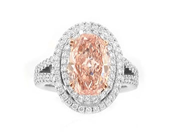 4.17-carat pink diamond in oval halo ring from Leibish & Co.