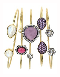 Colored gemstone bangles by Jemma Wynne
