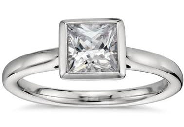 Princess-Cut Bezel-Set Solitaire Engagement Ring in Platinum at Blue Nile