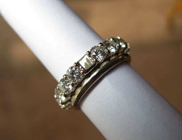Yssie's 14K White Gold Uprong A Cut Above Eternity Band (with 18K Band) - image by Yssie