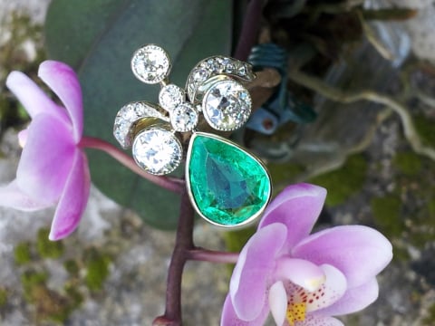 Antique emerald and diamond ring - image by bbziggy