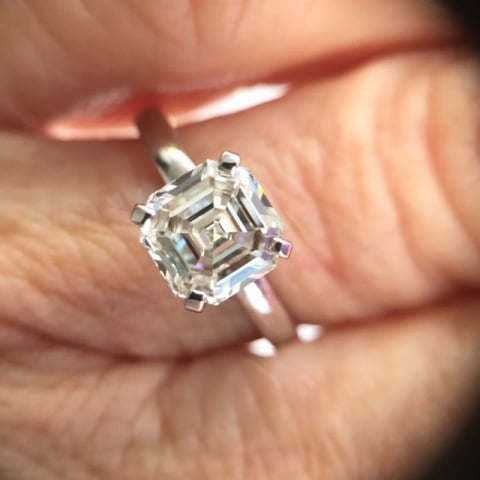 Art Deco Style Asscher Cut Diamond Cluster Ring | Hatton Garden UK – The  London Victorian Ring Co