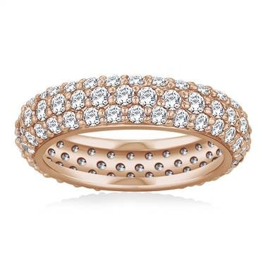 Pave set rounded diamond eternity ring set in 18K rose gold at B2C Jewels  