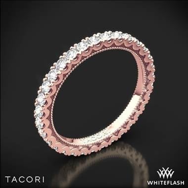 Top: Rose gold clean crescent eternity diamond wedding band set in 18K rose gold at Whiteflash 