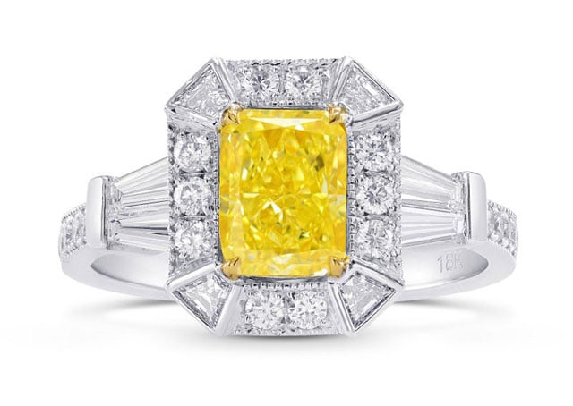 Leibish & Co. - Black Friday Sale on Fancy Intense Yellow Radiant Diamond Ring