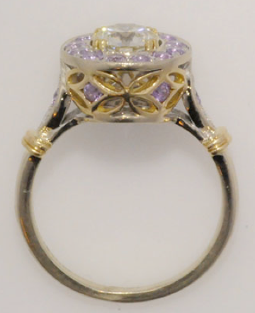 Finished Diamond and Purple Sapphire Ring Profile