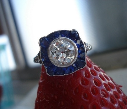 Sapphire Halo Engagement Ring by Single Stone