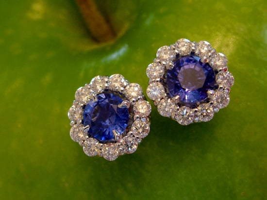 Sapphire Studs with ID Jewelry Diamond Earring Jackets