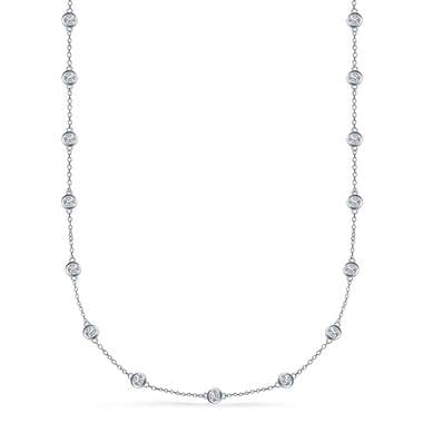 Bezel set diamond station necklace in 18K white gold at B2C Jewels  