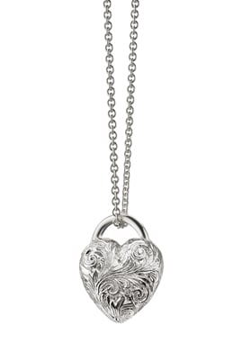 Engraved heart charm necklace by Monica Rich Kosann