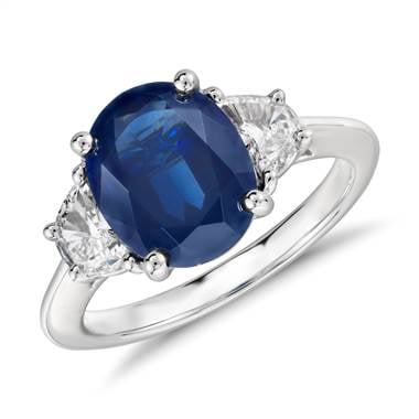 Oval sapphire and diamond ring set in platinum at Blue Nile 