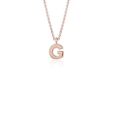 “G” mini initial pendant set in 14K rose gold at Blue Nile  