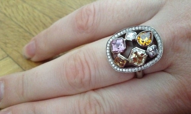 Mariedtiger's FancyColored Diamonds ring hand shot