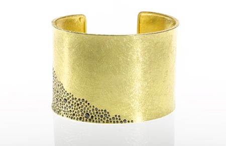 Todd Reed 18k gold cuff with black diamonds
