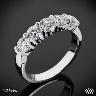 1.25ctw Platinum Five Stone Shared-Prong Diamond Wedding Ring ...