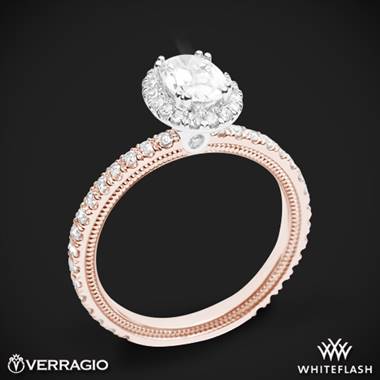 14k Rose Gold with White Gold Head Verragio Tradition TR150HOV Diamond Oval Halo Engagement Ring