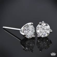 14k White Gold 3 Prong Diamond Earrings - Settings Only | Whiteflash