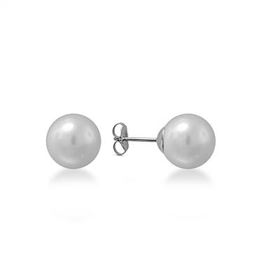 14K White Gold Ball Earrings (5 mm)