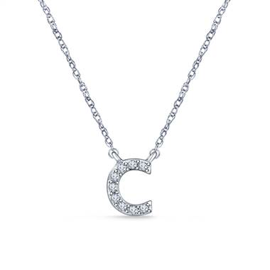 14K White Gold Diamond Initial 'C' Pendant Necklace