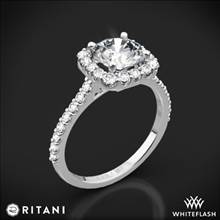 14k White Gold Ritani 1RZ1321 French-Set Halo Diamond Engagement Ring | Whiteflash