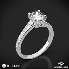 14k White Gold Ritani 1RZ2490 Modern Bypass Micropave Diamond Engagement Ring | Whiteflash