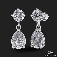 14k White Gold Round And Pear Tandem Diamond Earrings 1.02ctw | Whiteflash