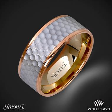 mens hammered wedding bands rose gold