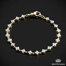 14k Yellow Gold Four Stone Clover Lab Created Diamond Tennis Bracelet 1.85ctw | Whiteflash