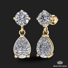 14k Yellow Gold Round And Pear Tandem Diamond Earrings 1.60ctw | Whiteflash