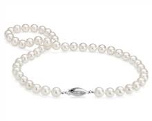 18" Premier Akoya Cultured Pearl Strand Necklace With Diamond Clasp In 18k White Gold (8.0-8.5mm) | Blue Nile