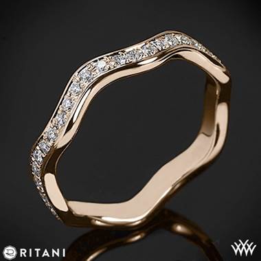 18k Rose Gold Ritani S43-8 Stack Waved Eternity Diamond Right Hand Ring