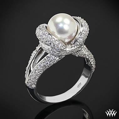 18k White Gold "Gaia" Pearl and Diamond Right Hand Ring