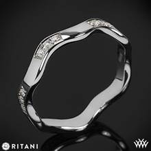 18k White Gold Ritani S45-8 Stack Wave Diamond Right Hand Ring | Whiteflash