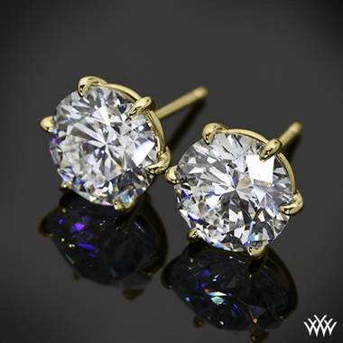 18k Yellow Gold 6 Prong "Martini" Earrings - Settings Only