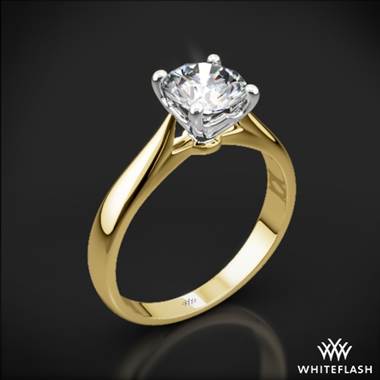 18k Yellow Gold Legato Sleek Line Solitaire Engagement Ring with White Gold Head