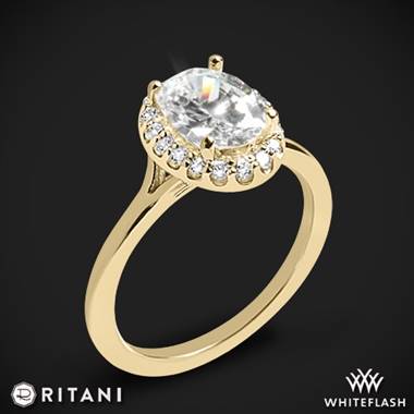 18k Yellow Gold Ritani 1OZ1332 Halo Solitaire Engagement Ring