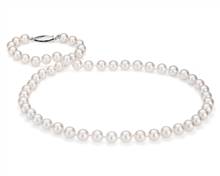 20" Classic Akoya Cultured Pearl Strand Necklace In 18k White Gold (6.5-7.0mm) | Blue Nile