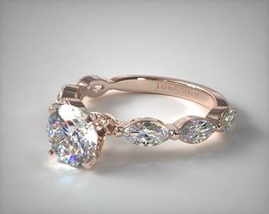 14K Rose Gold Marquise Cut East West Engagement Ring