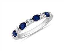 Alternating Pear Sapphire and Diamond Anniversary Ring In 14k White Gold (1/5 ct. tw.) | Blue Nile