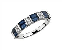 Alternating Sapphire Baguette and Diamond Ring In 14k White Gold | Blue Nile