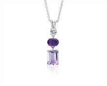 Amethyst, Rose De France Amethyst and White Sapphire Tower Pendant Necklace In Sterling Silver | Blue Nile