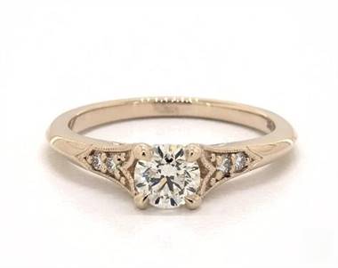 Art Deco Fleur-De-Lis Profile Engagement Ring in 14K Yellow Gold 1.80mm ...