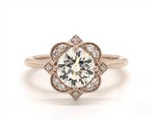 Art Deco Floral Halo Engagement Ring in 14K Rose Gold 2.00mm Width Band (Setting Price) | James Allen