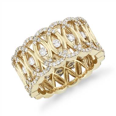 Bella Vaughan Woven Lace Diamond Eternity Ring in 18k Yellow Gold (1 ct ...