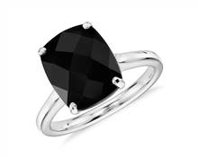 Black Onyx Cushion Cocktail Ring In 14k White Gold (11X9mm) | Blue Nile