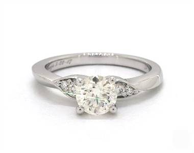 Blossoming Vine Side-Stone Engagement Ring in 18K White Gold 2.00mm Width Band (Setting Price)