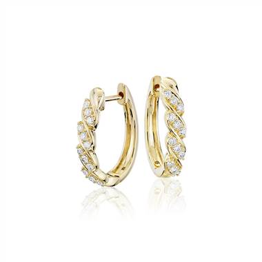 Blue Nile Studio Diamond Wave Hoop Earrings in 18k Yellow Gold (3/8 ct. tw.)