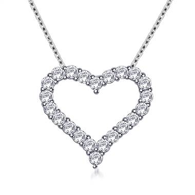 Classic Diamond Heart Pendant in 14K White Gold (1/2 cttw.)